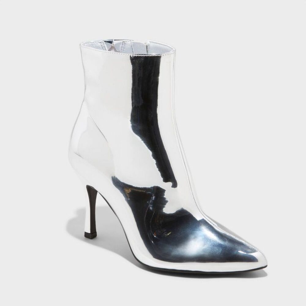 Women's Shandra Ankle Boots - A New Day Silver 6